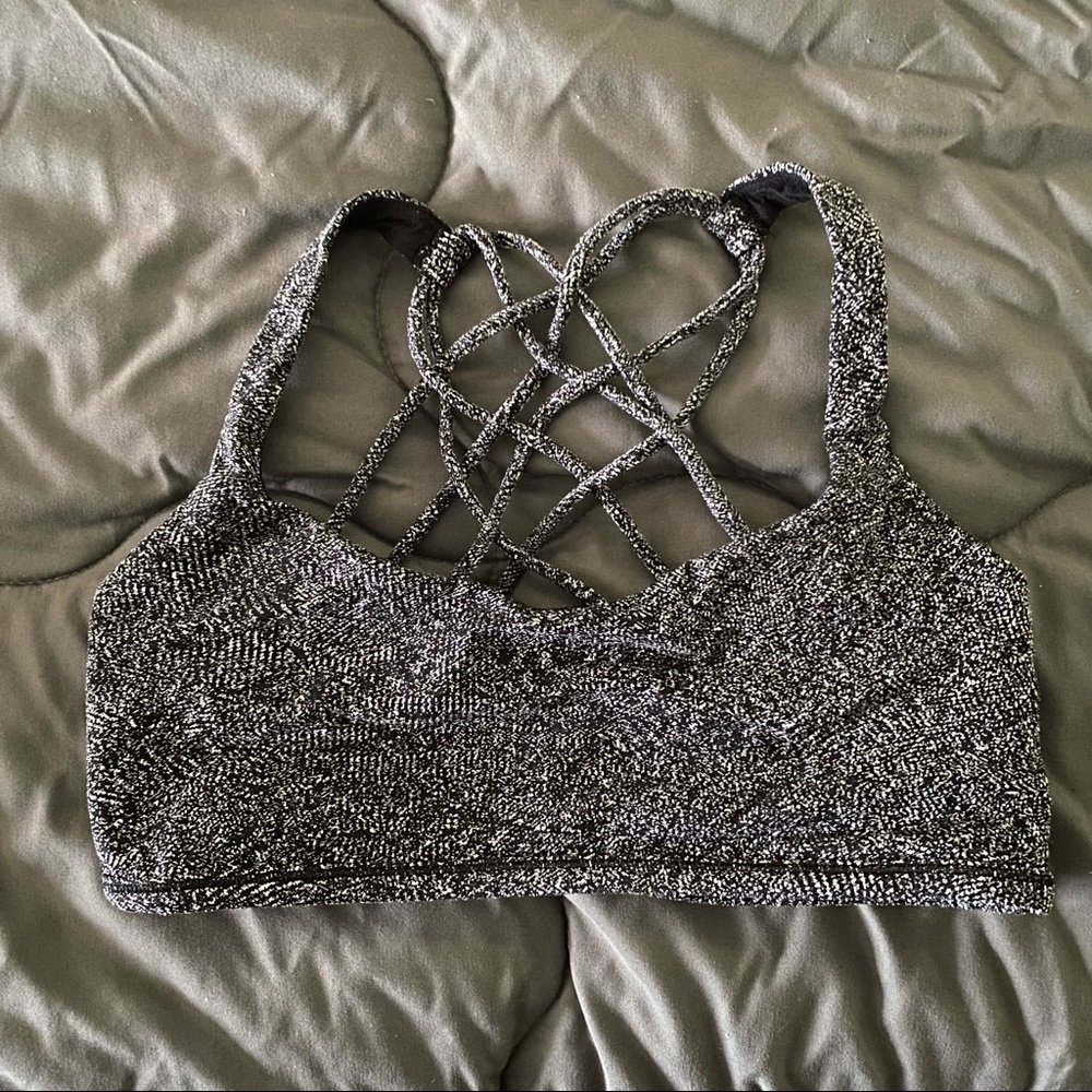 lululemon athletica Black Heather Strappy Back Sports Bra